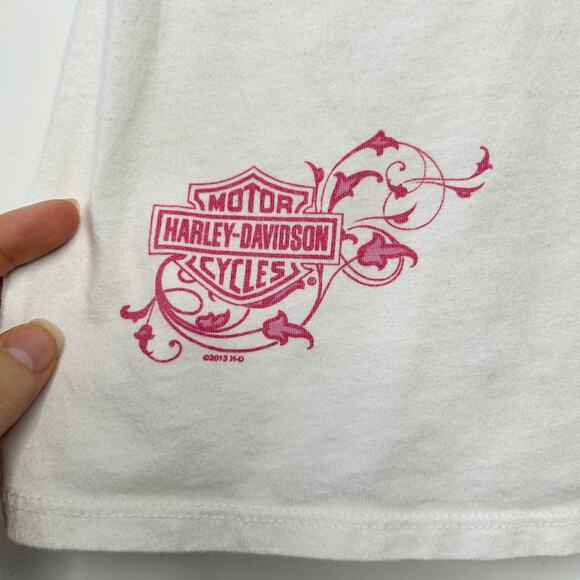 HARLEY DAVIDSON 2013 Graphic Tee Womens Size Medium Pink Rhinestone Winchester - Picture 6 of 9